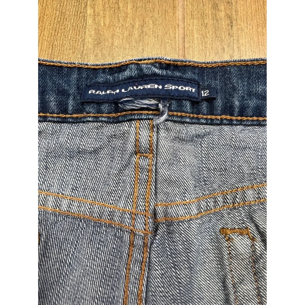 Ralph Lauren Sport Womens Denim Shorts Blue Medium Wash Pony Logo Size 12